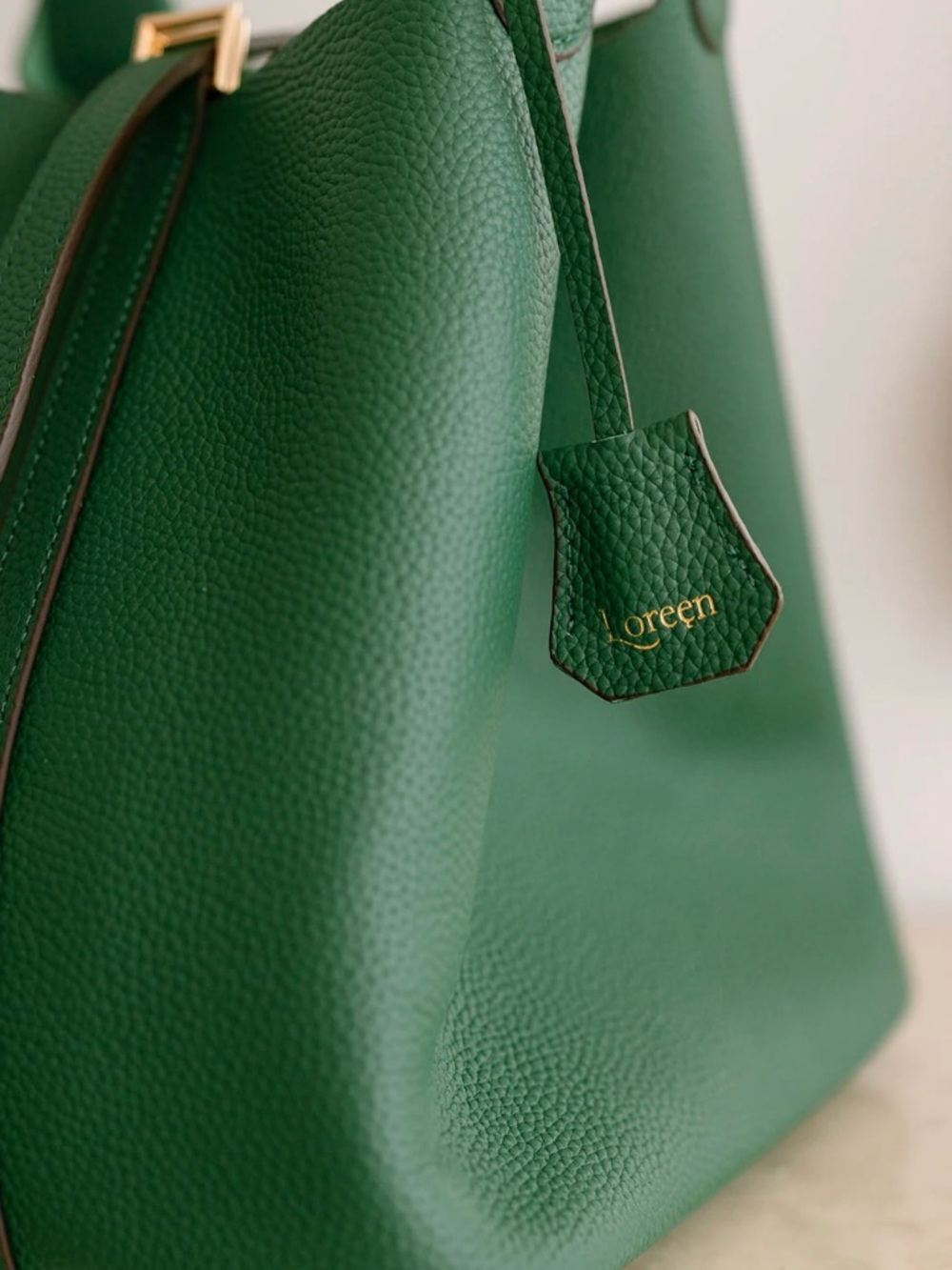 NWT Green Leather Handbag Loreen - Picture 5 of 6
